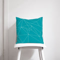 Turquoise Cushion with a White Geometric Design, Throw Pillow - Joe’s Haven