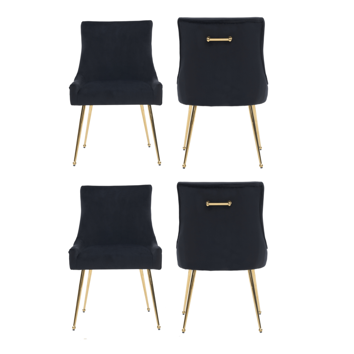 Viviana Velvet Dining Chair – Gold Legs, Ring Handle & Modern Accent - Joe’s Haven