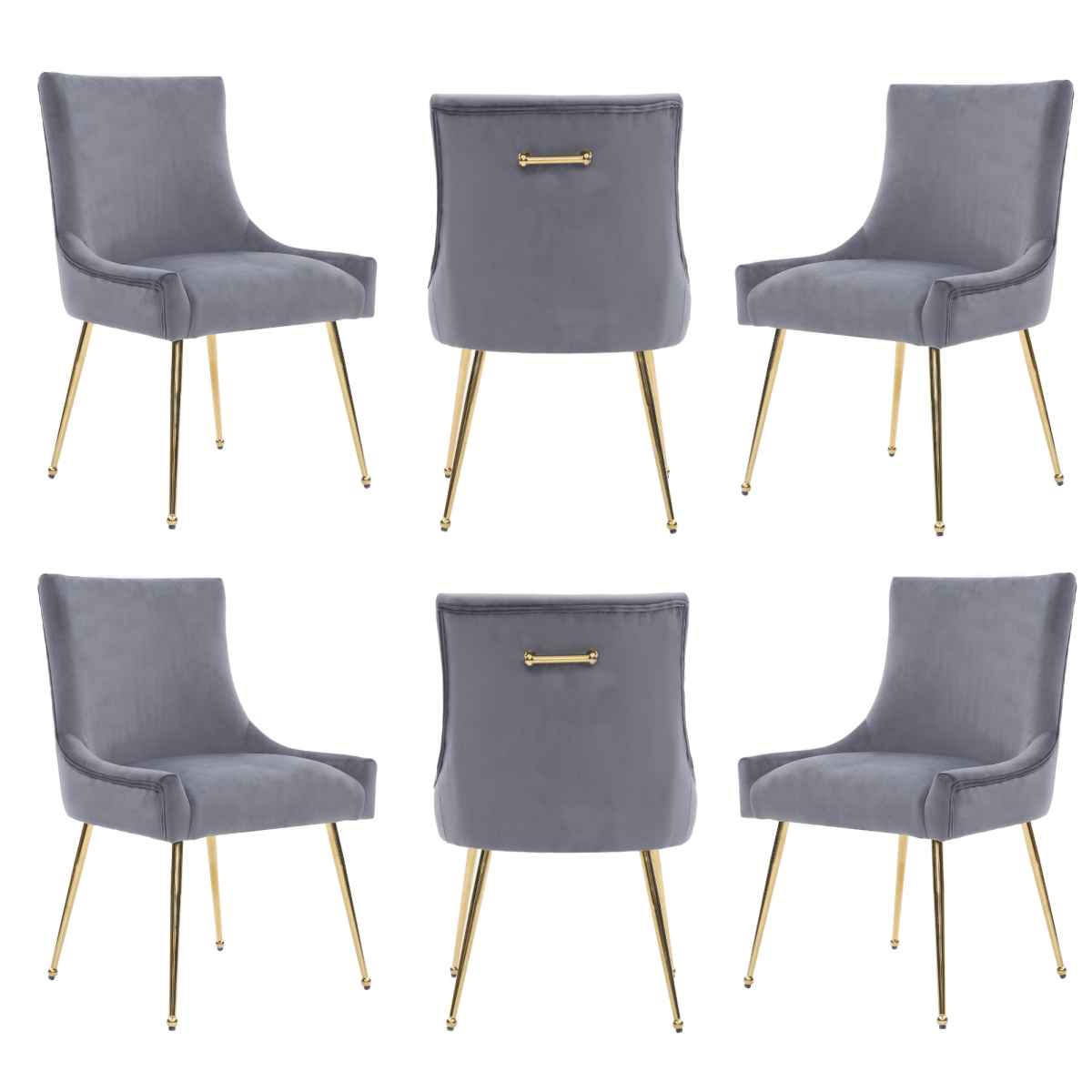 Viviana Velvet Dining Chair – Gold Legs, Ring Handle & Modern Accent - Joe’s Haven