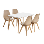 5PCs Dining Set - a White Halo Dining Table & Set of 4 Lorenzo Tulip Dining Chairs with Padded Seat - Joe’s Haven