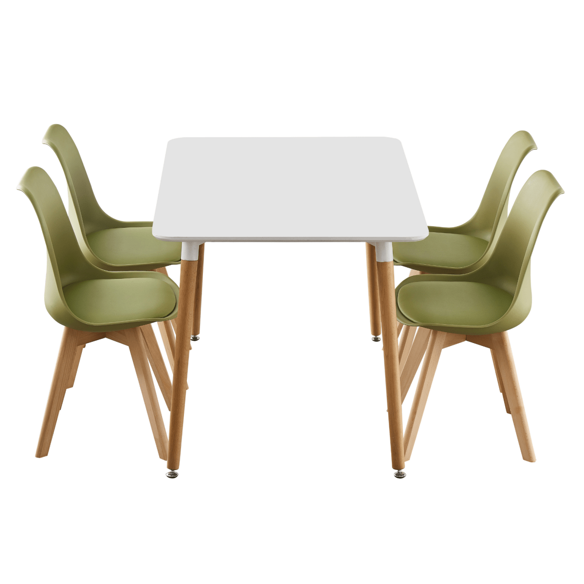 5PCs Dining Set - a White Halo Dining Table & Set of 4 Lorenzo Tulip Dining Chairs with Padded Seat - Joe’s Haven