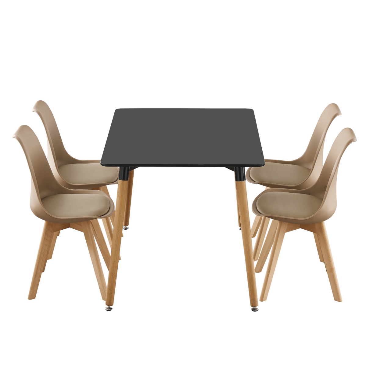 5PCs Dining Set - a Black Halo Dining Table & Set of 4 Lorenzo Tulip chairs with Padded Seat - Joe’s Haven