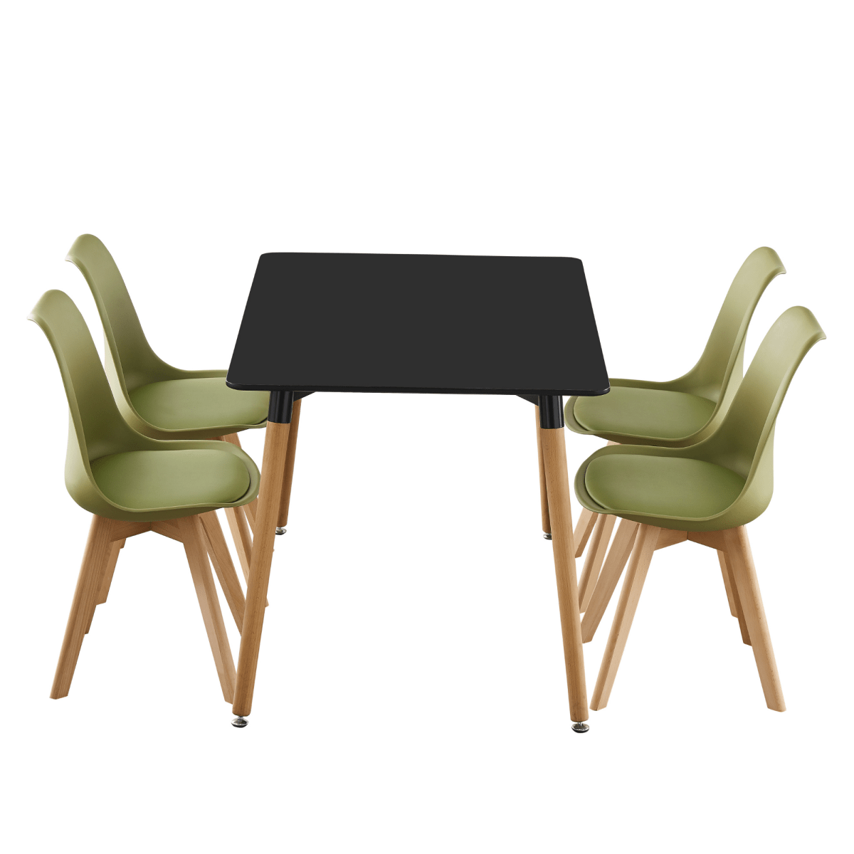 5PCs Dining Set - a Black Halo Dining Table & Set of 4 Lorenzo Tulip chairs with Padded Seat - Joe’s Haven