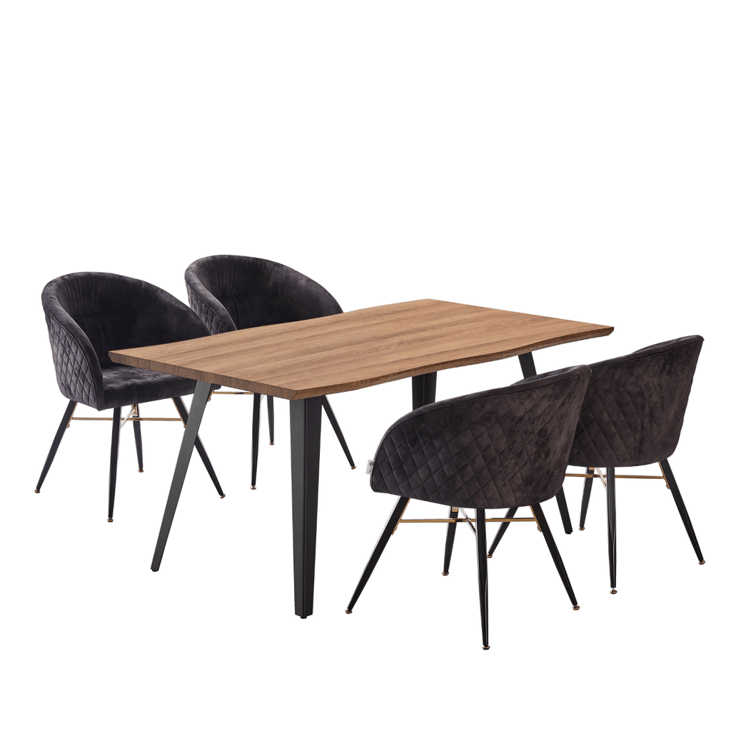 Vittorio Rocco LUX 5PCs Dining Set includes an Oak Dining Table and Set of 4 Dining Chairs - Joe’s Haven