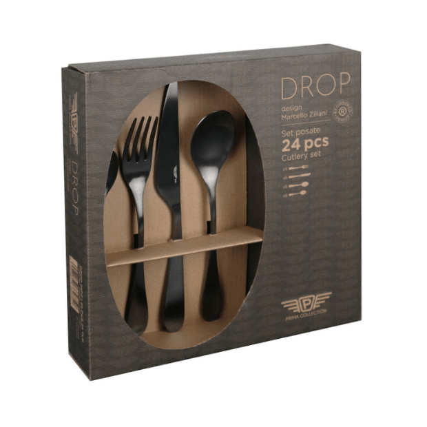 Pintinox Drop Black Cutlery Set - 24 Piece - Joe’s Haven