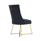 Ambra Velvet Dining Chair – Tufted Luxury Accent with Gold Legs & Ring Pull - Joe’s Haven