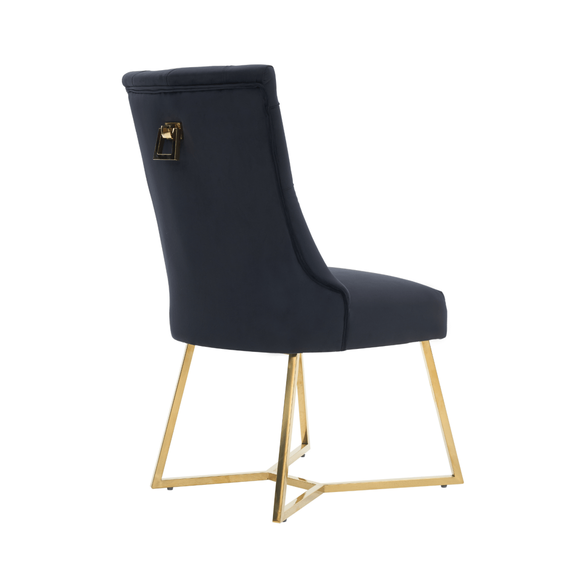 Ambra Velvet Dining Chair – Tufted Luxury Accent with Gold Legs & Ring Pull - Joe’s Haven
