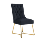 Ambra Velvet Dining Chair – Tufted Luxury Accent with Gold Legs & Ring Pull - Joe’s Haven
