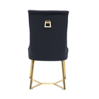 Ambra Velvet Dining Chair – Tufted Luxury Accent with Gold Legs & Ring Pull - Joe’s Haven