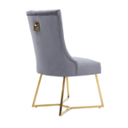 Ambra Velvet Dining Chair – Tufted Luxury Accent with Gold Legs & Ring Pull - Joe’s Haven