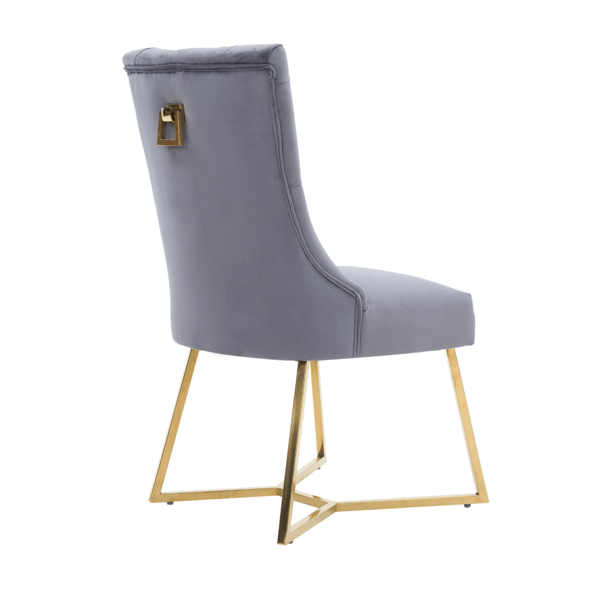Ambra Velvet Dining Chair – Tufted Luxury Accent with Gold Legs & Ring Pull - Joe’s Haven