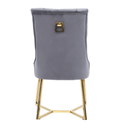Ambra Velvet Dining Chair – Tufted Luxury Accent with Gold Legs & Ring Pull - Joe’s Haven