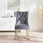 Ambra Velvet Dining Chair – Tufted Luxury Accent with Gold Legs & Ring Pull - Joe’s Haven