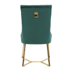 Ambra Velvet Dining Chair – Tufted Luxury Accent with Gold Legs & Ring Pull - Joe’s Haven