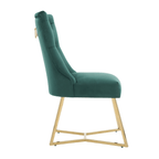 Ambra Velvet Dining Chair – Tufted Luxury Accent with Gold Legs & Ring Pull - Joe’s Haven