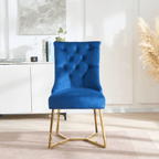 Ambra Velvet Dining Chair – Tufted Luxury Accent with Gold Legs & Ring Pull - Joe’s Haven