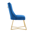 Ambra Velvet Dining Chair – Tufted Luxury Accent with Gold Legs & Ring Pull - Joe’s Haven