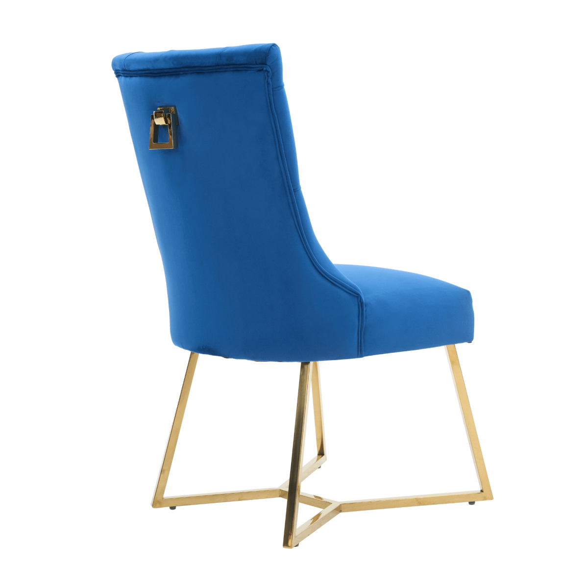 Ambra Velvet Dining Chair – Tufted Luxury Accent with Gold Legs & Ring Pull - Joe’s Haven