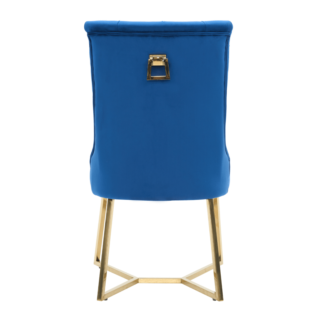 Ambra Velvet Dining Chair – Tufted Luxury Accent with Gold Legs & Ring Pull - Joe’s Haven