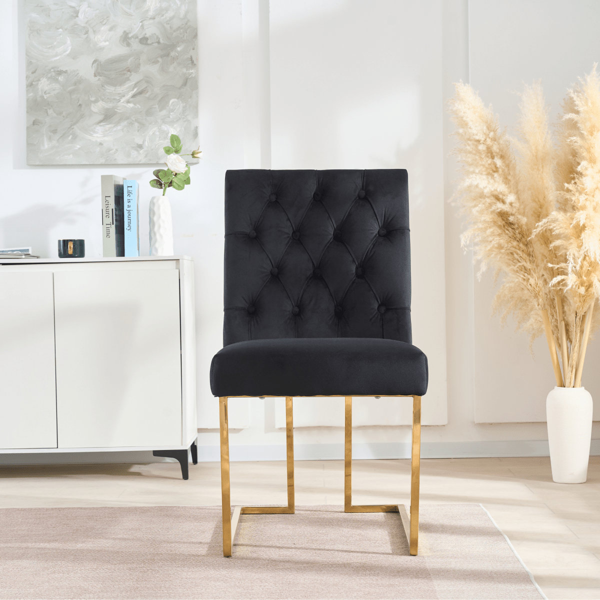 Siena Tufted Velvet Dining Chair – Gold Frame, Modern Luxury Accent - Joe’s Haven