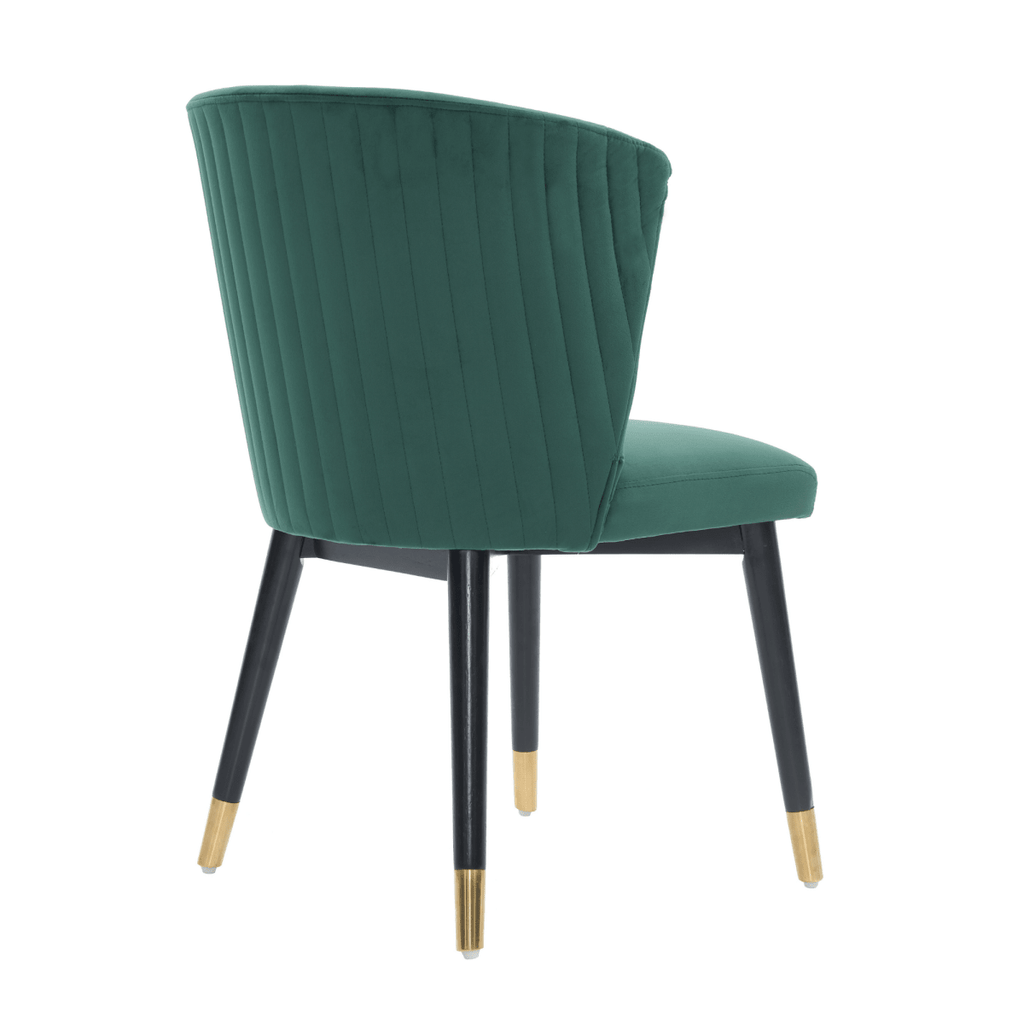Sofina Modern Velvet Dining Chair with Tufted Back – Wooden Frame & Gold - Tipped Rubberwood Legs - Joe’s Haven