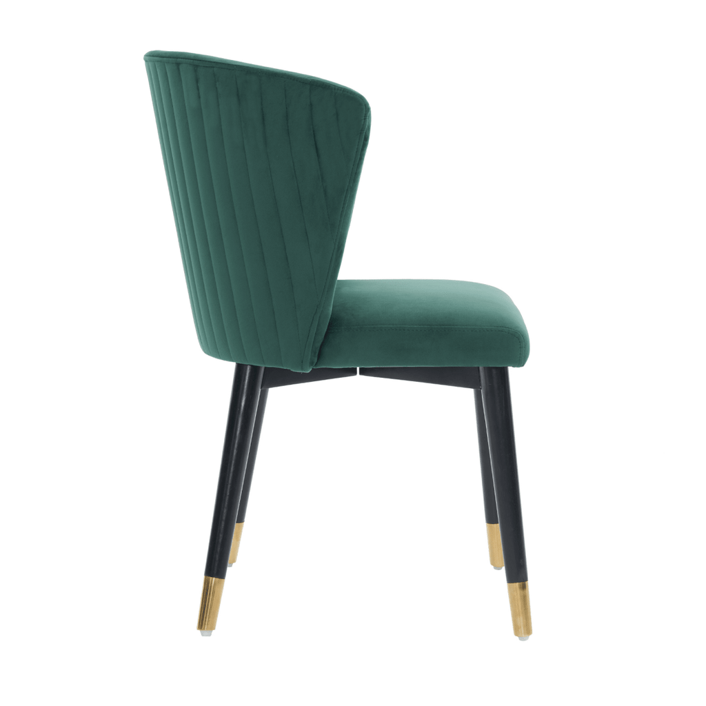 Sofina Modern Velvet Dining Chair with Tufted Back – Wooden Frame & Gold - Tipped Rubberwood Legs - Joe’s Haven