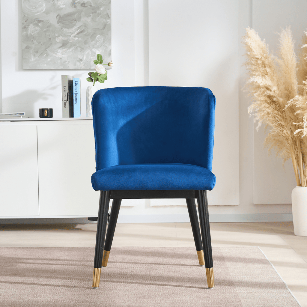 Sofina Modern Velvet Dining Chair with Tufted Back – Wooden Frame & Gold - Tipped Rubberwood Legs - Joe’s Haven