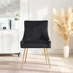 Viviana Velvet Dining Chair – Gold Legs, Ring Handle & Modern Accent - Joe’s Haven