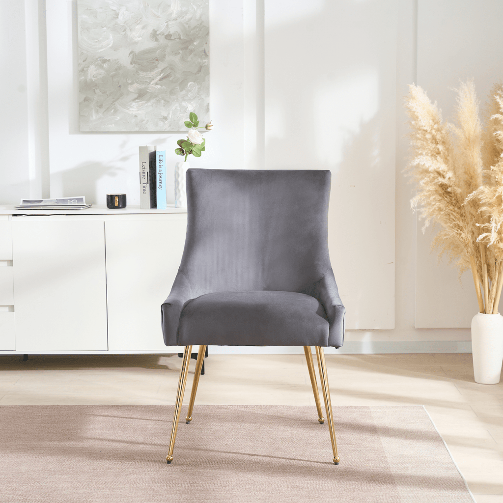 Viviana Velvet Dining Chair – Gold Legs, Ring Handle & Modern Accent - Joe’s Haven