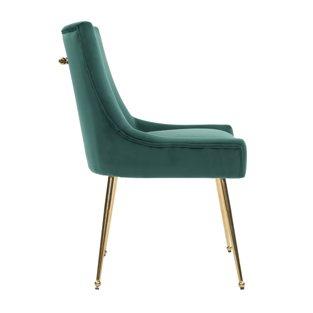 Viviana Velvet Dining Chair – Gold Legs, Ring Handle & Modern Accent - Joe’s Haven