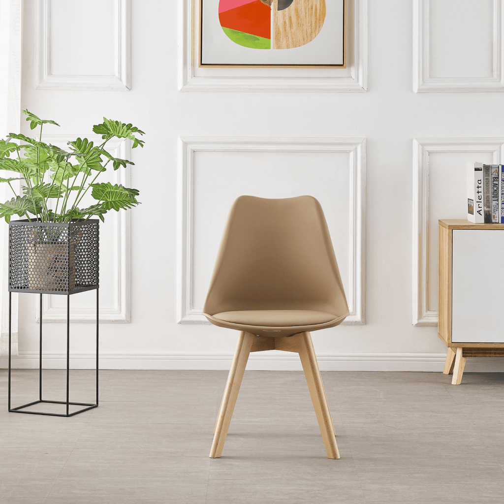 5PCs Dining Set - a White Halo Dining Table & Set of 4 Lorenzo Tulip Dining Chairs with Padded Seat - Joe’s Haven