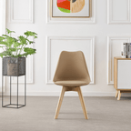 5PCs Dining Set - a White Halo Dining Table & Set of 4 Lorenzo Tulip Dining Chairs with Padded Seat - Joe’s Haven
