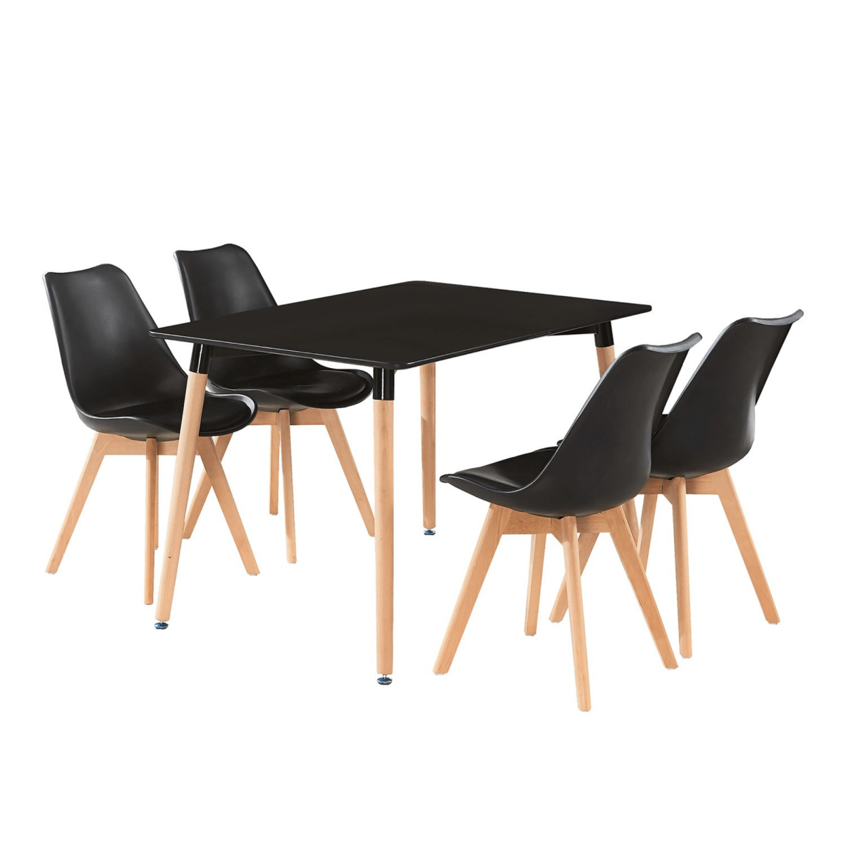 Black Halo Dining Table & Set of 4 Jamie Lorenzo Tulip chairs with Padded Seat - Joe’s Haven