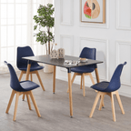 5PCs Dining Set - a Black Halo Dining Table & Set of 4 Lorenzo Tulip chairs with Padded Seat - Joe’s Haven