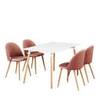 Lucia Halo Dining Set, a Table and Chairs Set of 4, White/Grey - Joe’s Haven
