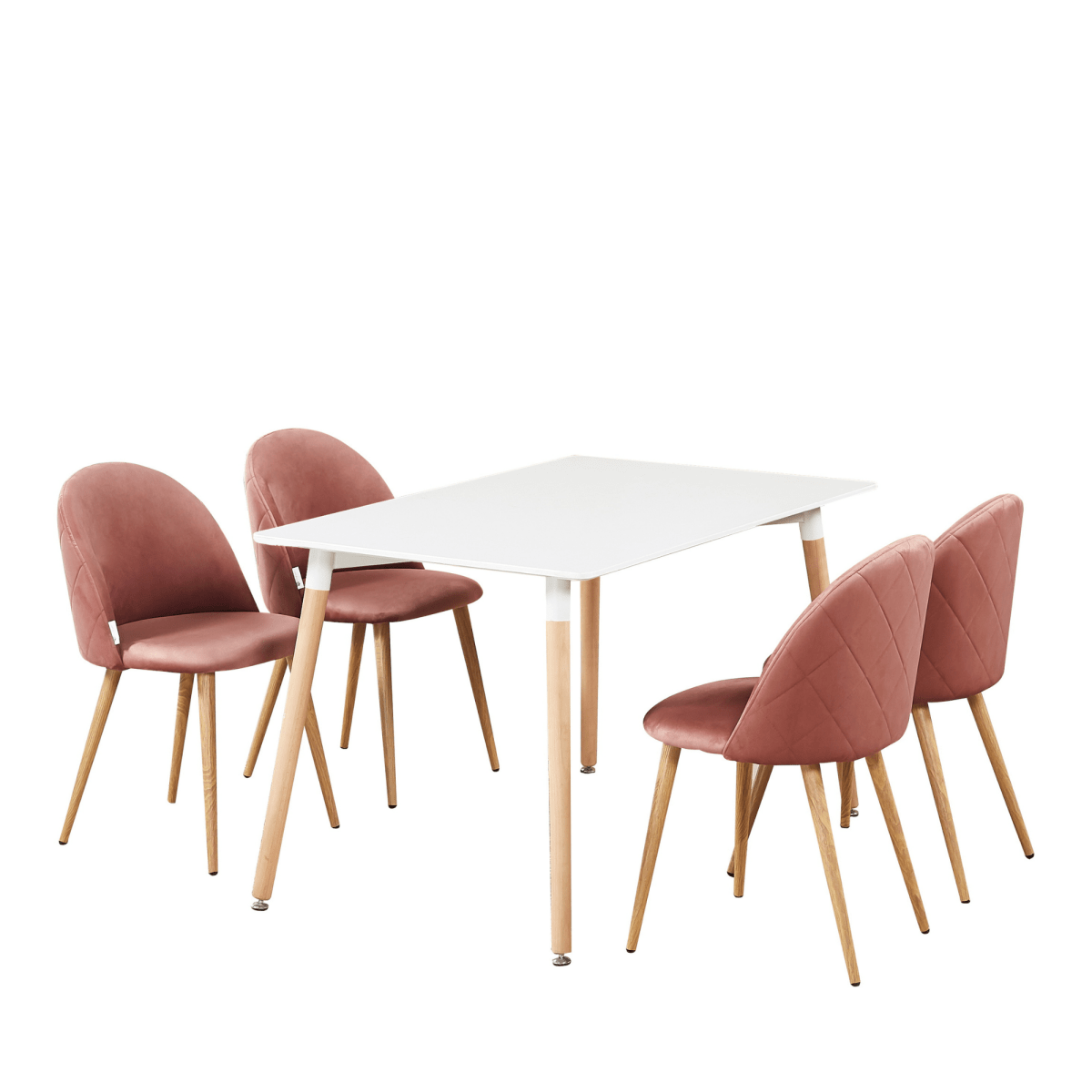 Lucia Halo Dining Set, a Table and Chairs Set of 4, White/Grey - Joe’s Haven