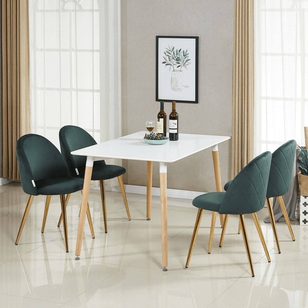 Lucia Halo Dining Set, a Table and Chairs Set of 4, White/Grey - Joe’s Haven