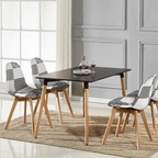 5PCs Dining Set - a Halo Dining Table & Set of 4 Black/White Tulip Patchwork Accent Chairs - Joe’s Haven