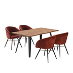 Vittorio Rocco LUX 5PCs Dining Set includes an Oak Dining Table and Set of 4 Dining Chairs - Joe’s Haven