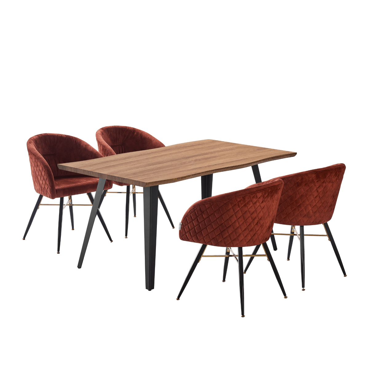 Vittorio Rocco LUX 5PCs Dining Set includes an Oak Dining Table and Set of 4 Dining Chairs - Joe’s Haven