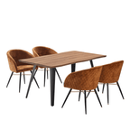 Vittorio Rocco LUX 5PCs Dining Set includes an Oak Dining Table and Set of 4 Dining Chairs - Joe’s Haven