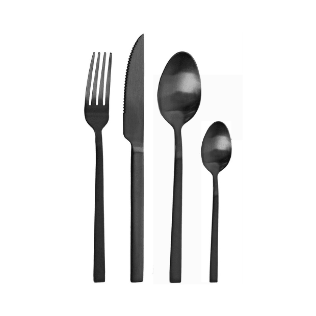 Pintinox Duke Satin Black Cutlery Set - 24 Piece - Joe’s Haven