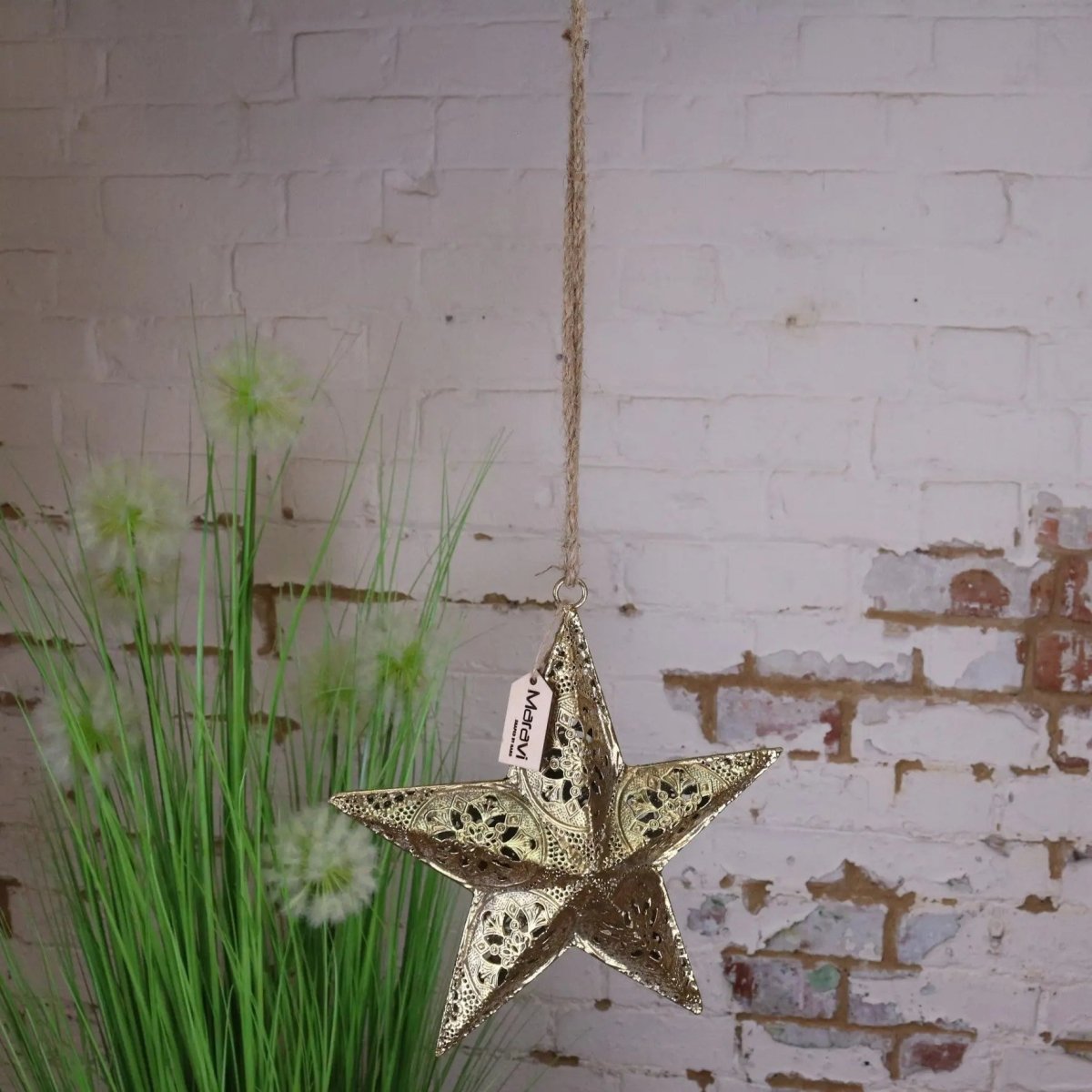 Varnika Metal Hanging Star Decoration Gold - Joe’s Haven