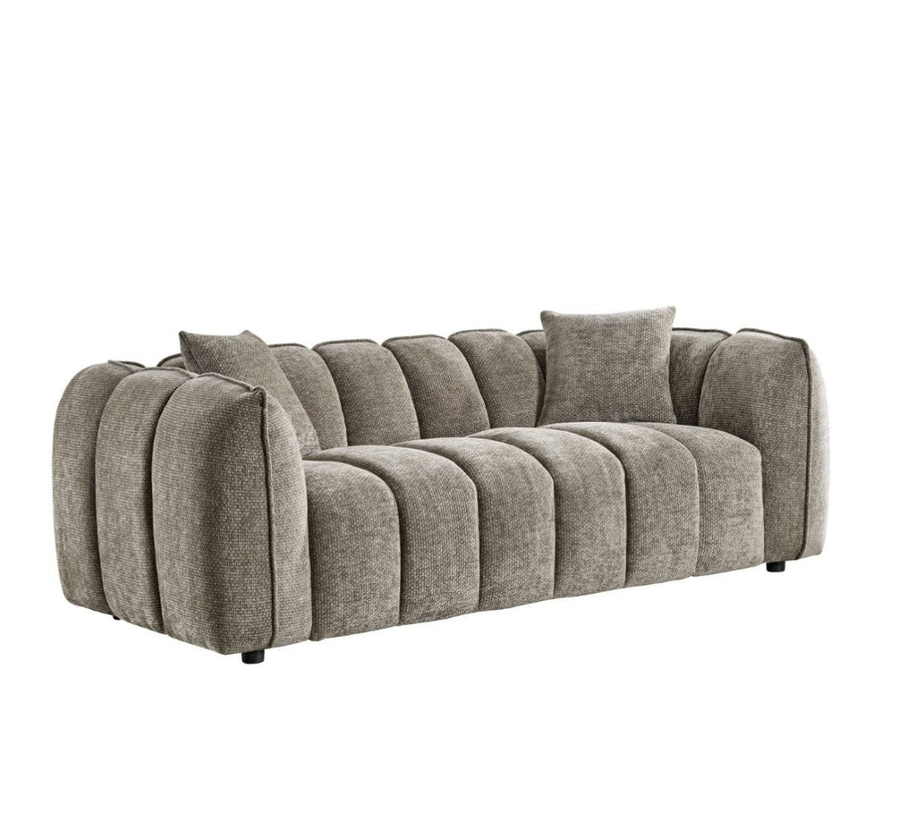 Venice Mocha Fabric 3 - Seater Sofa: Tufted Design, Deep Seating, Plush Comfort - Joe’s Haven