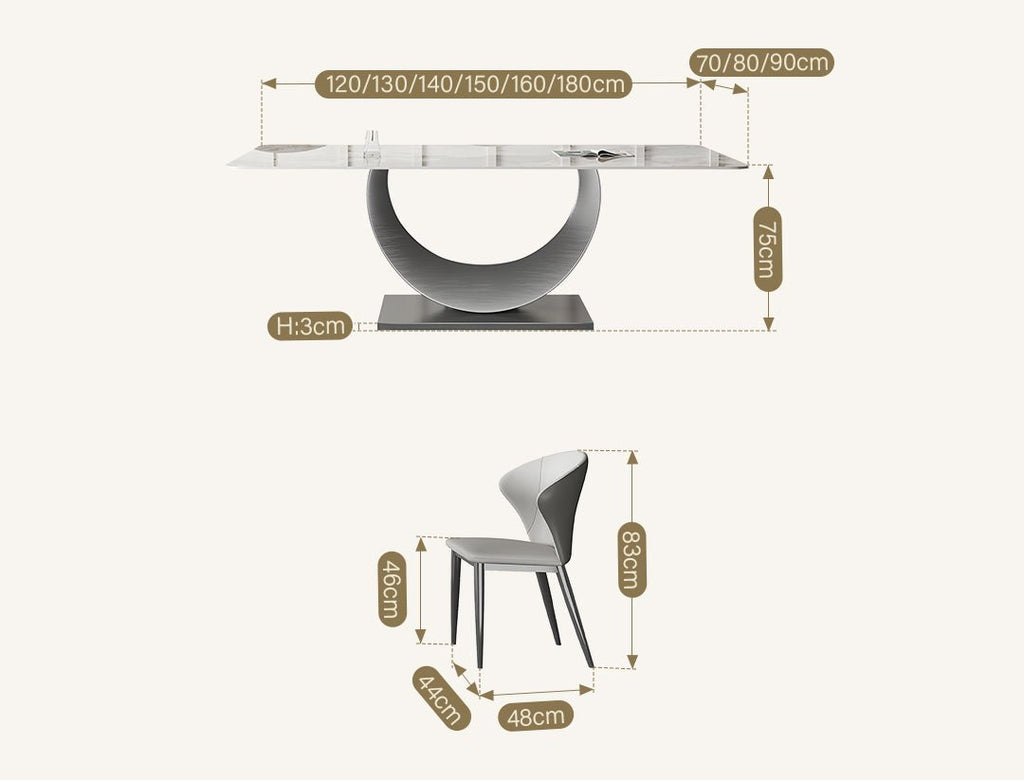 Vera Dining Table & Chairs, Sintered Stone, White - Joe’s Haven