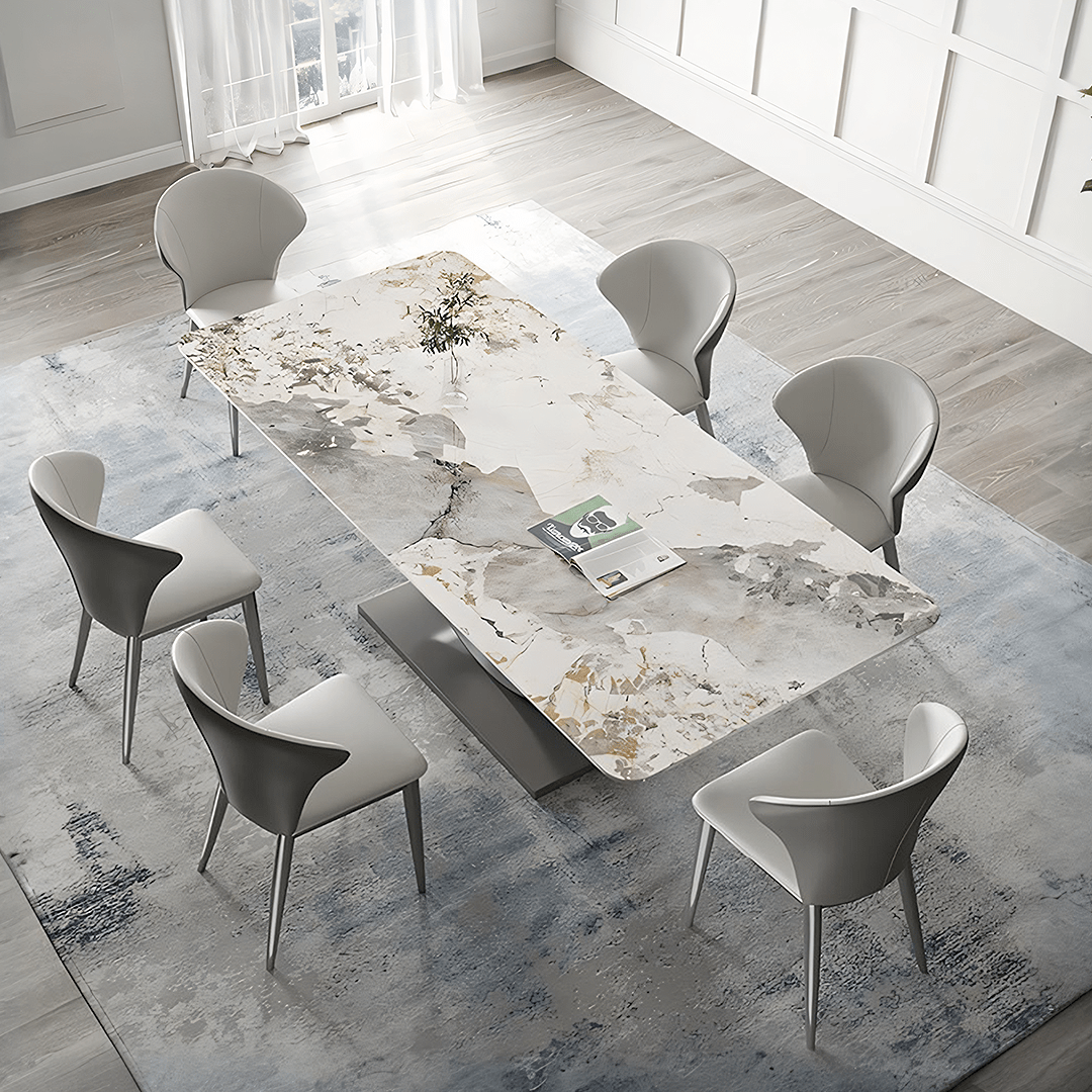 Vera Dining Table & Chairs, Sintered Stone, White - Joe’s Haven