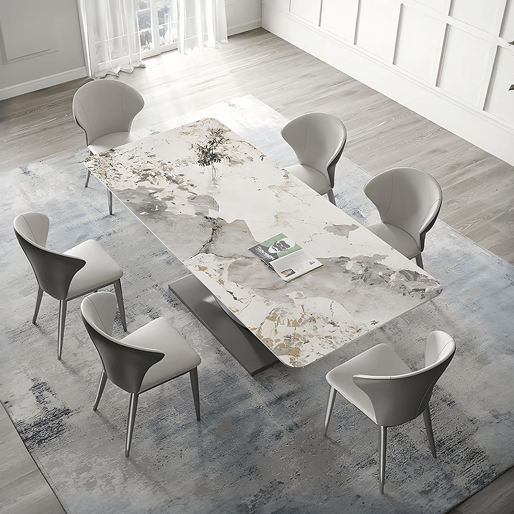 Vera Dining Table & Chairs, Sintered Stone, White - Joe’s Haven