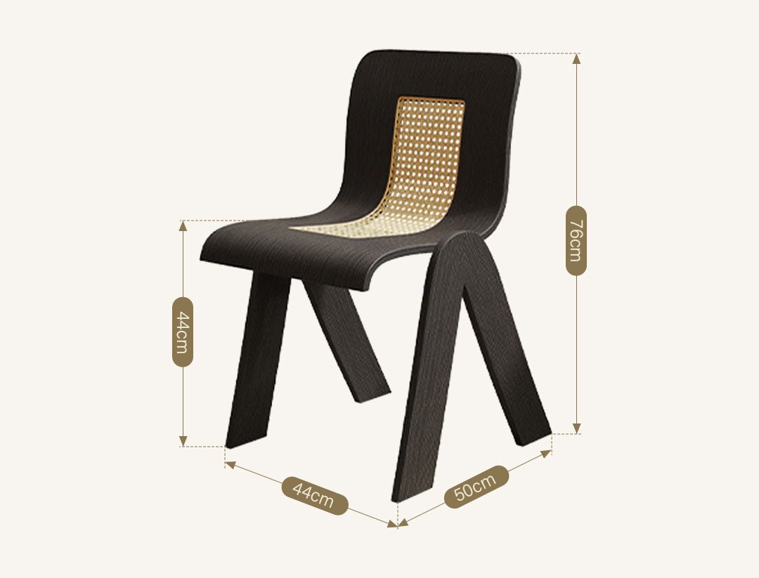 Verna Curve Dining Chair, Black & Rattan - Joe’s Haven