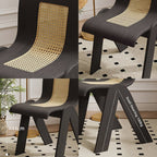 Verna Curve Dining Chair, Black & Rattan - Joe’s Haven