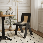 Verna Curve Dining Chair, Black & Rattan - Joe’s Haven